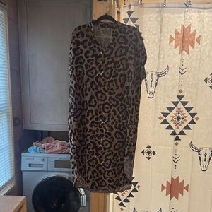 SHEIN Brown Leopard Print Midi Dress